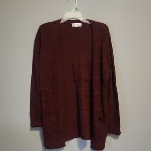 Pink Rose Maroon Cardigan Sweater